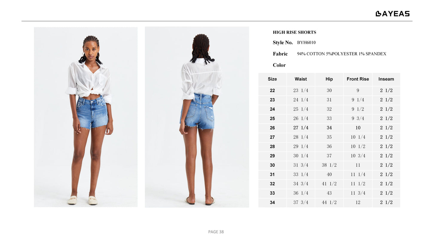 HIGH RISE DENIM SHORTS BYH6010