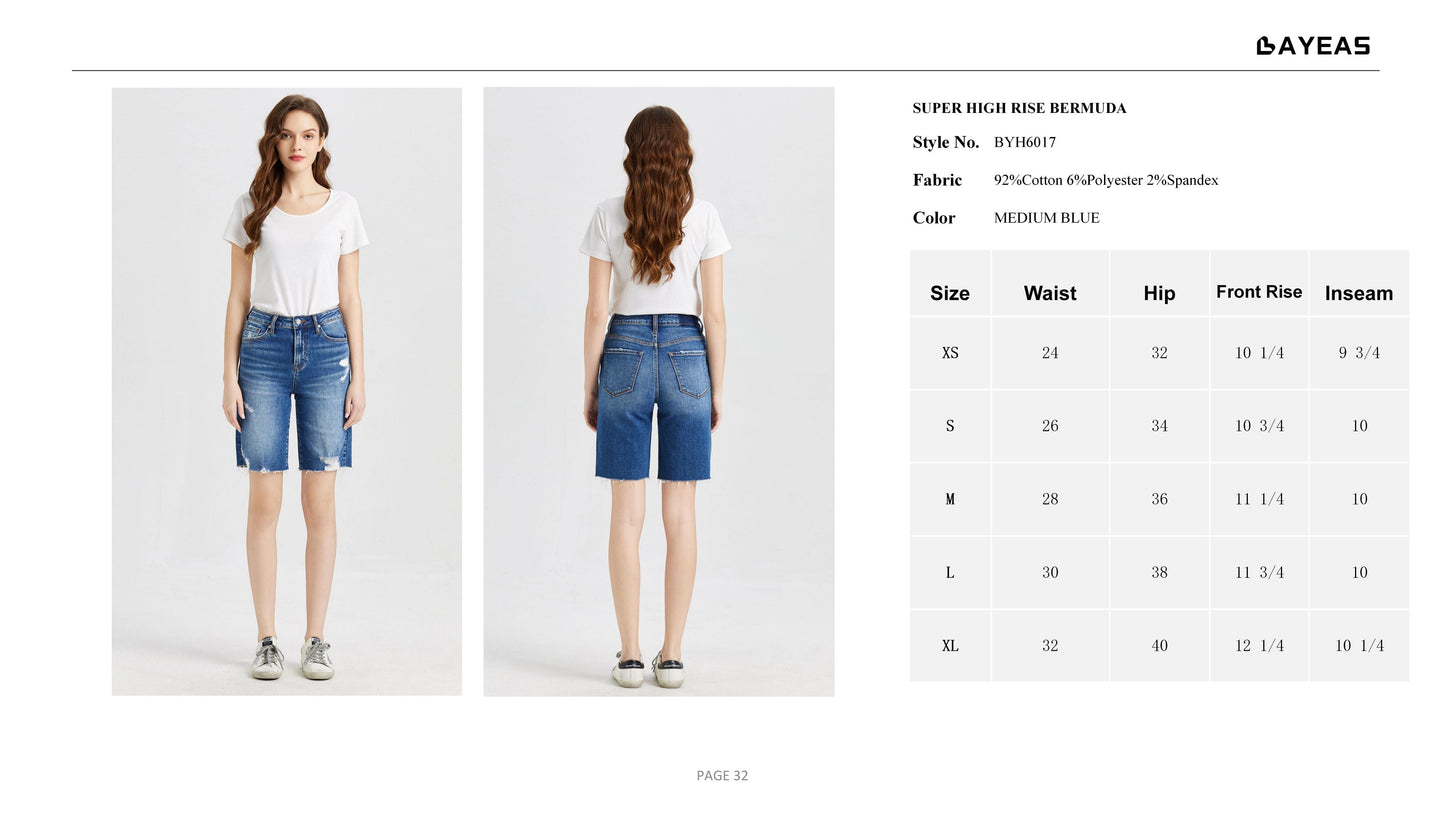 HIGH RISE DENIM SHORTS BYH6017