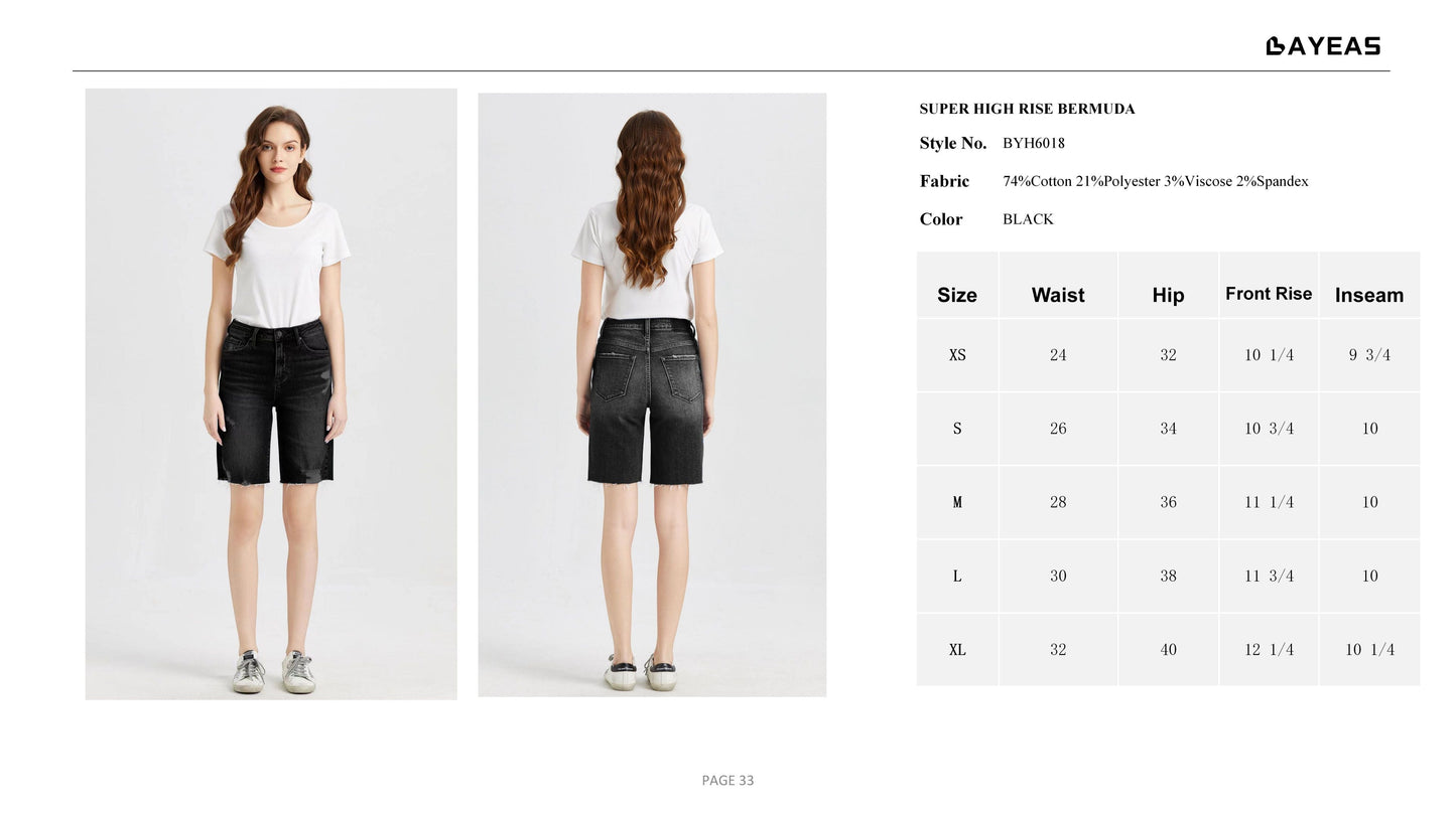 HIGH RISE DENIM SHORTS BYH6018