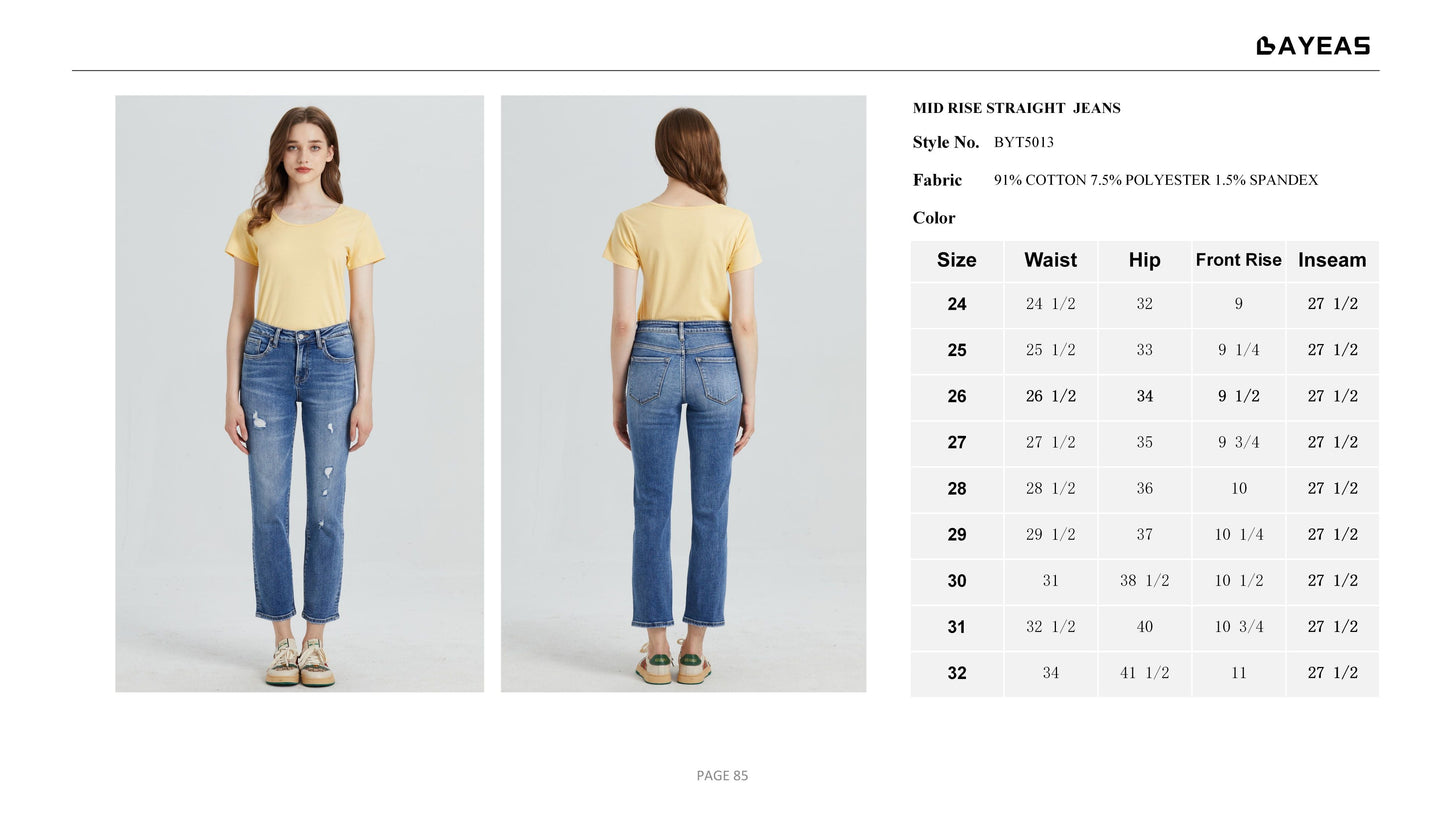 MID RISE STRAIGHT LEG JEANS BYT5013