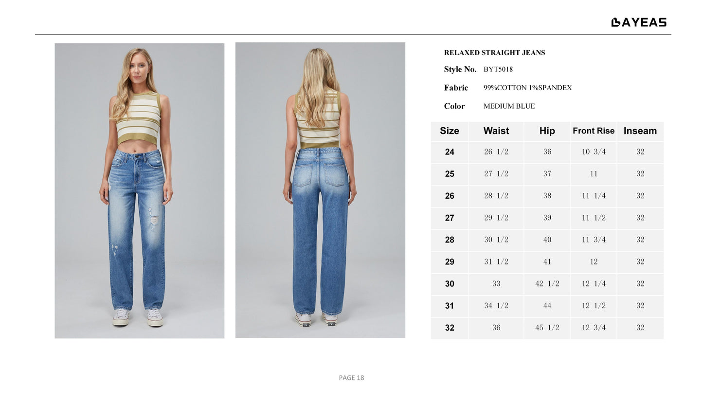 HIGH RISE STRAIGHT LEG JEANS BYT5018