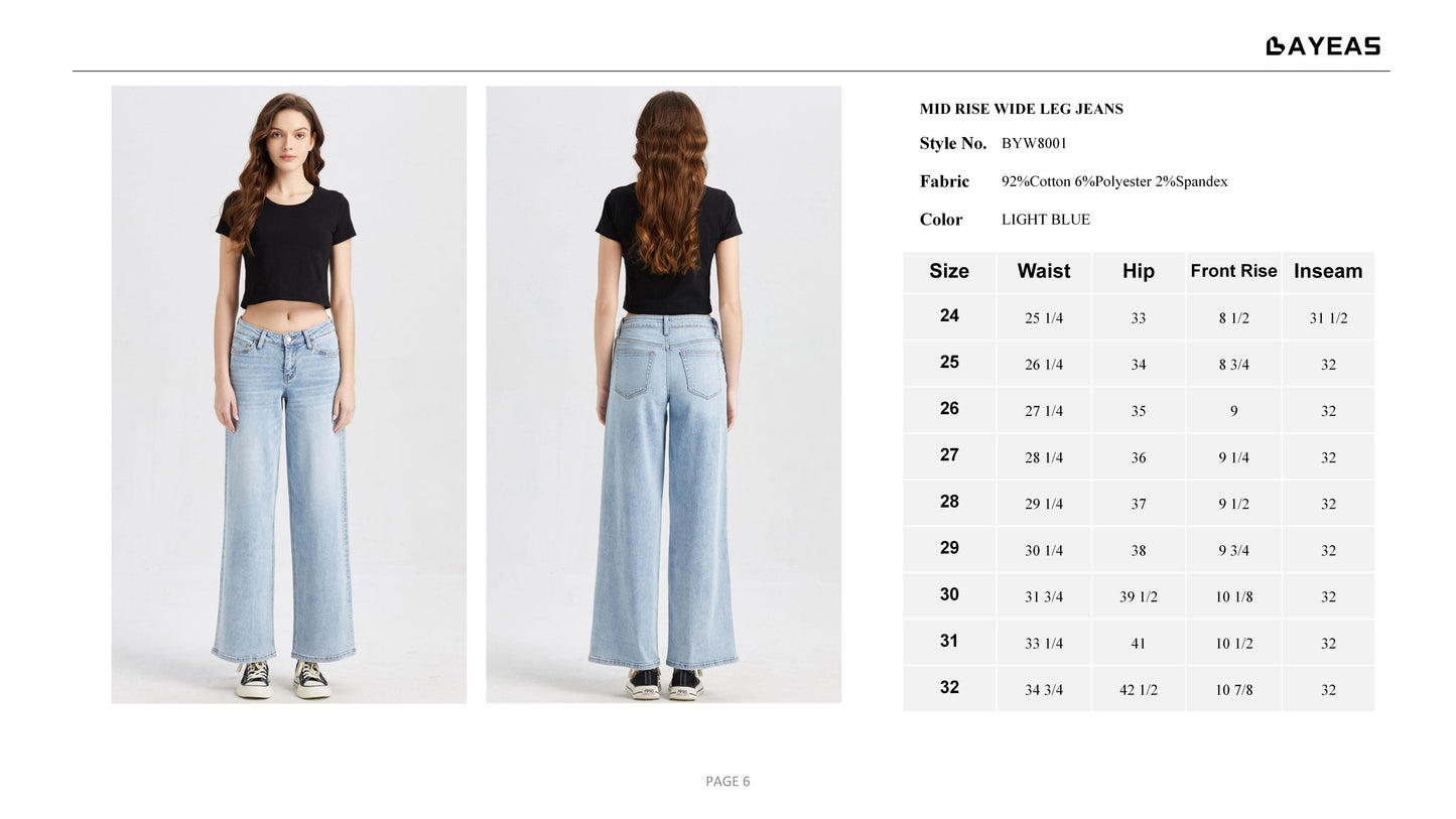 MID RISE WIDE LEG JEANS BYW8001