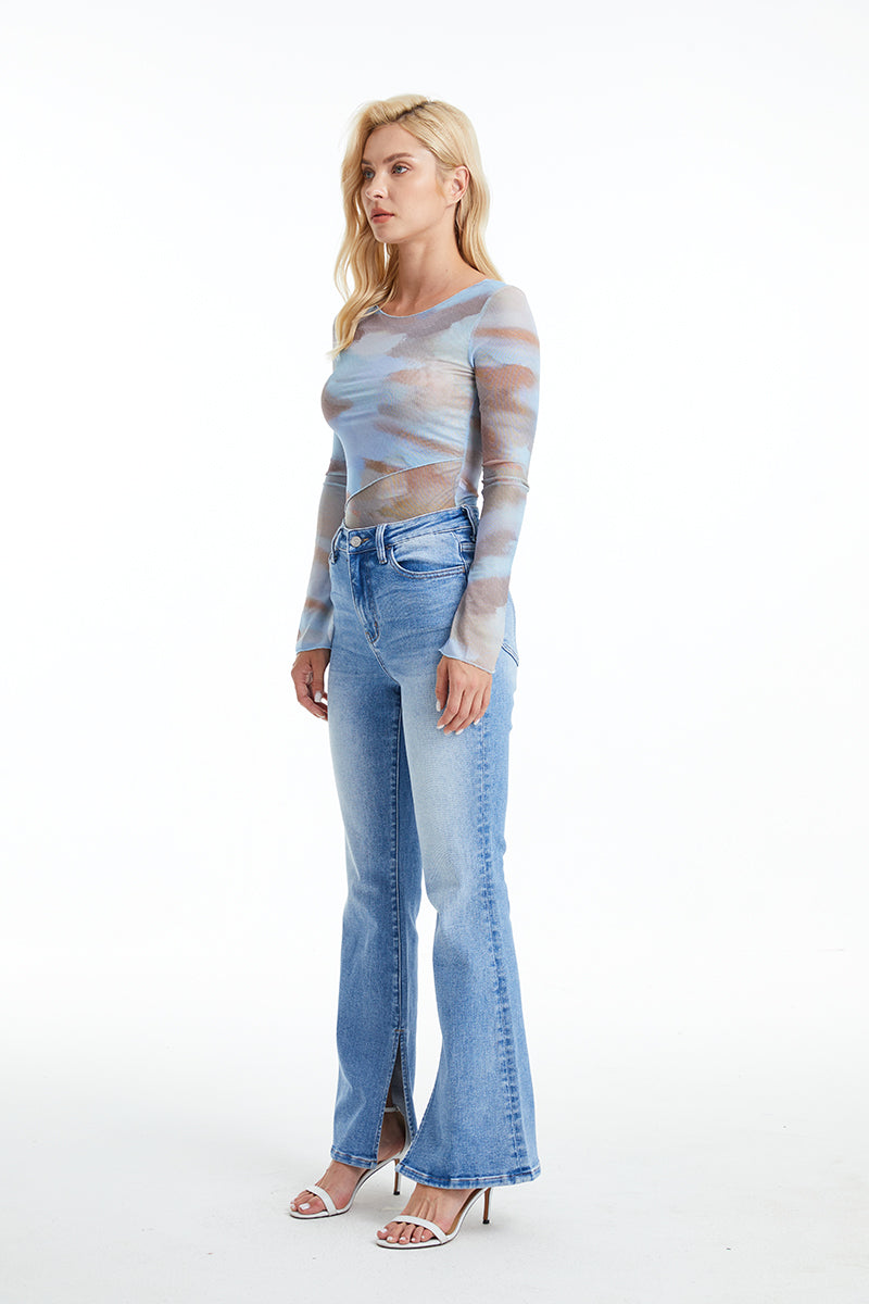 HIGH RISE FLARE JEANS WITH SLIT BYF1095 AURORA