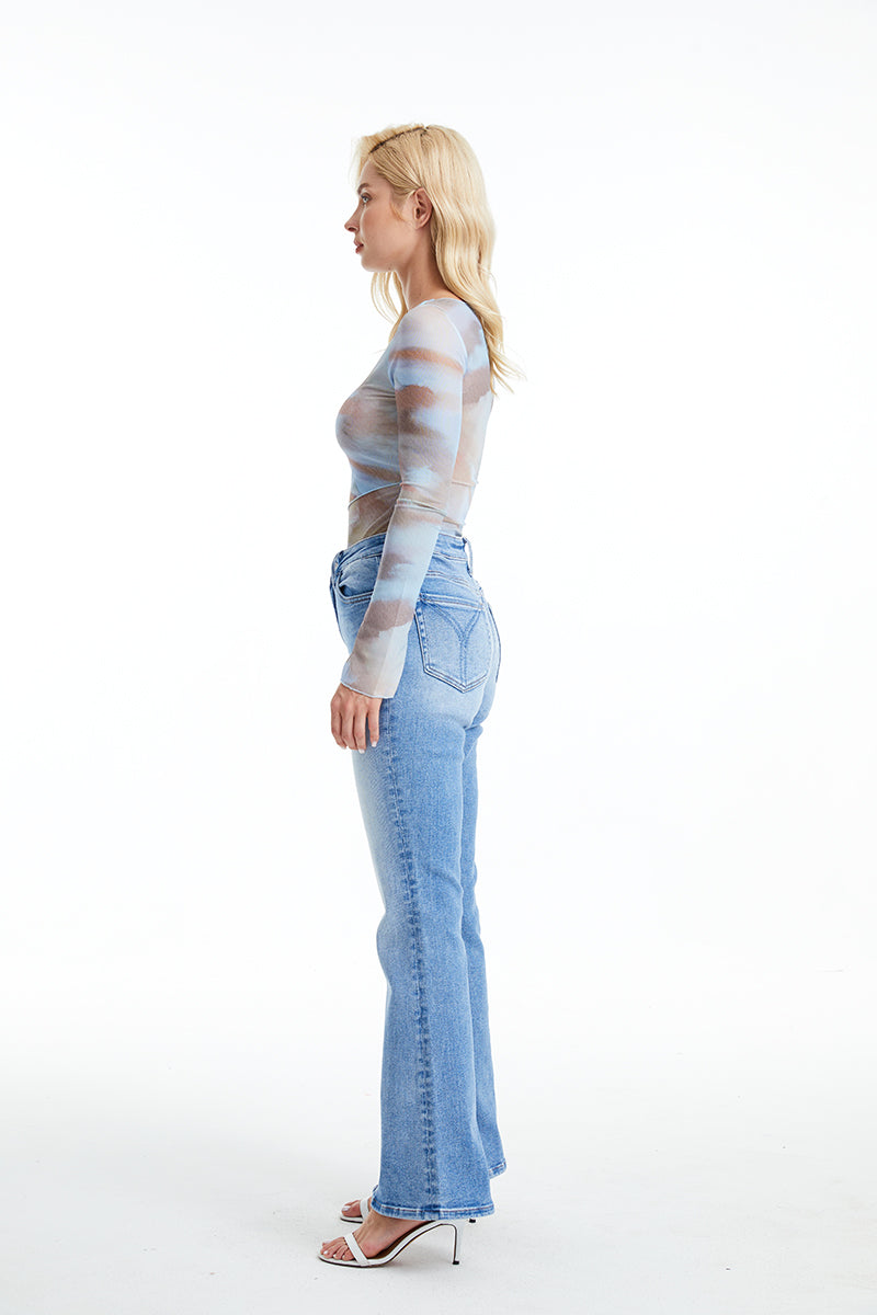 HIGH RISE FLARE JEANS WITH SLIT BYF1095 AURORA