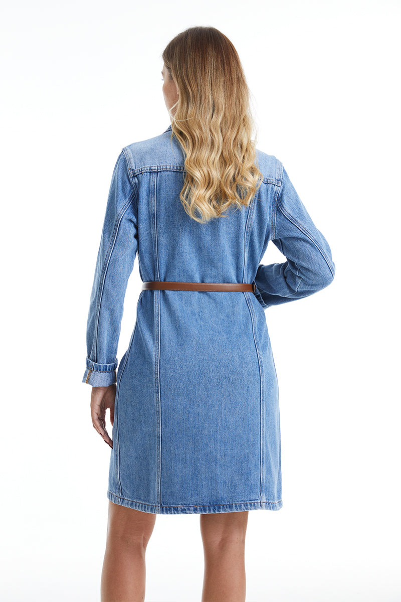 DENIM MINI DRESS WITH LONG SLEEVES BYJ9017