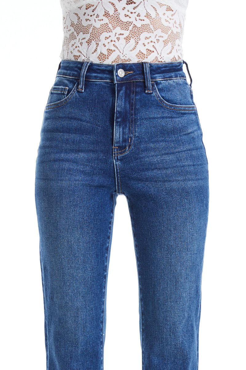 HIGH RISE FLARE JEANS WITH SLIT BYF1095 STARLIGHT