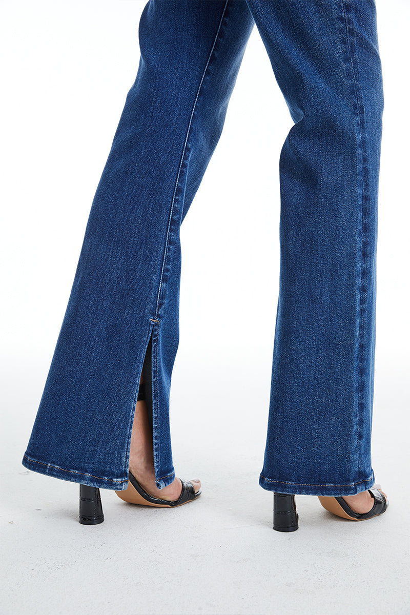 HIGH RISE FLARE JEANS WITH SLIT BYF1095 STARLIGHT