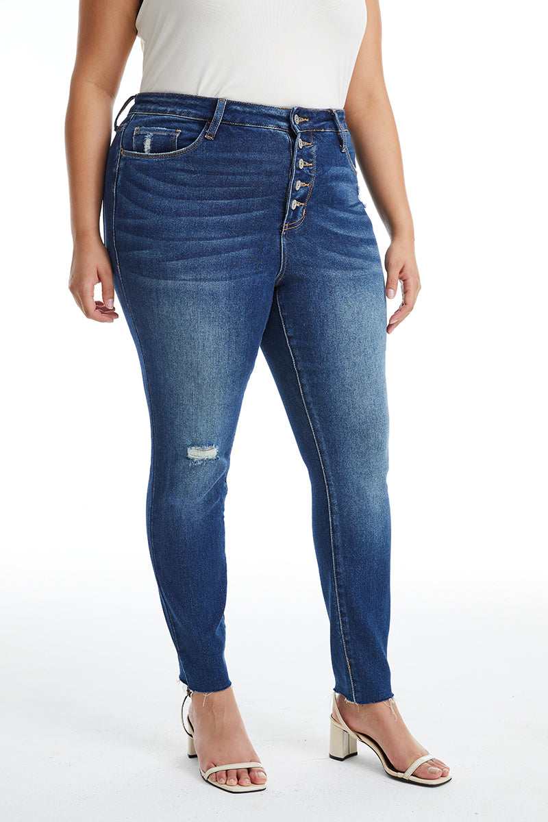 HIGH RISE BUTTON FLY SKINNY JEANS BYS2022-P