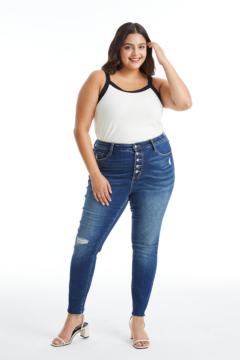 HIGH RISE BUTTON FLY SKINNY JEANS BYS2022-P