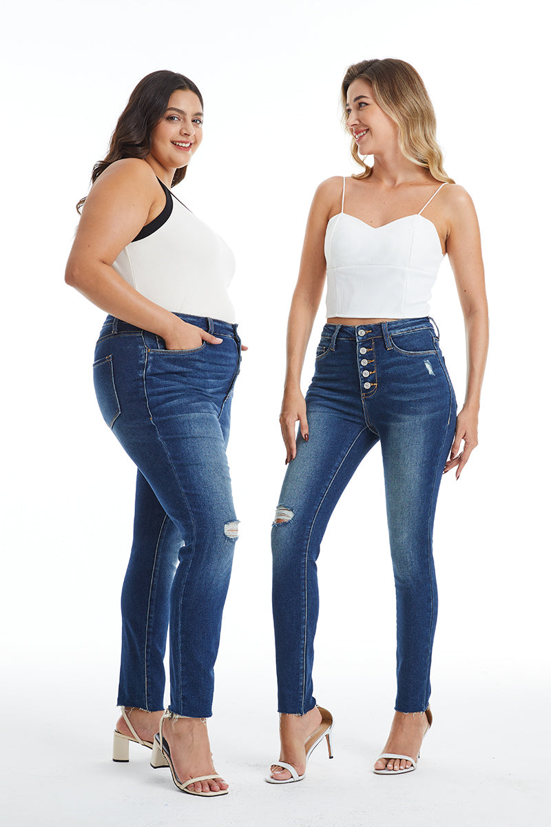 HIGH RISE BUTTON FLY SKINNY JEANS BYS2022