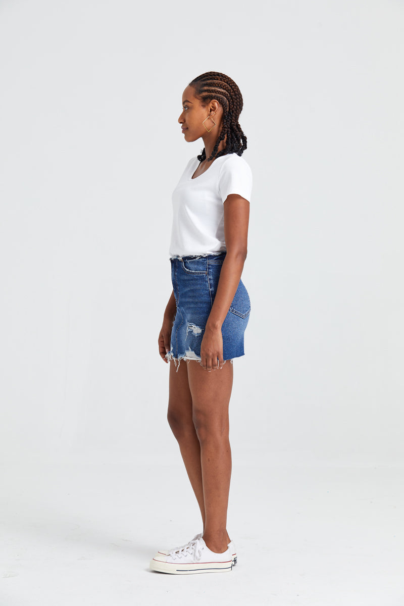 HIGH RISE DENIM SKIRTS BYK7004
