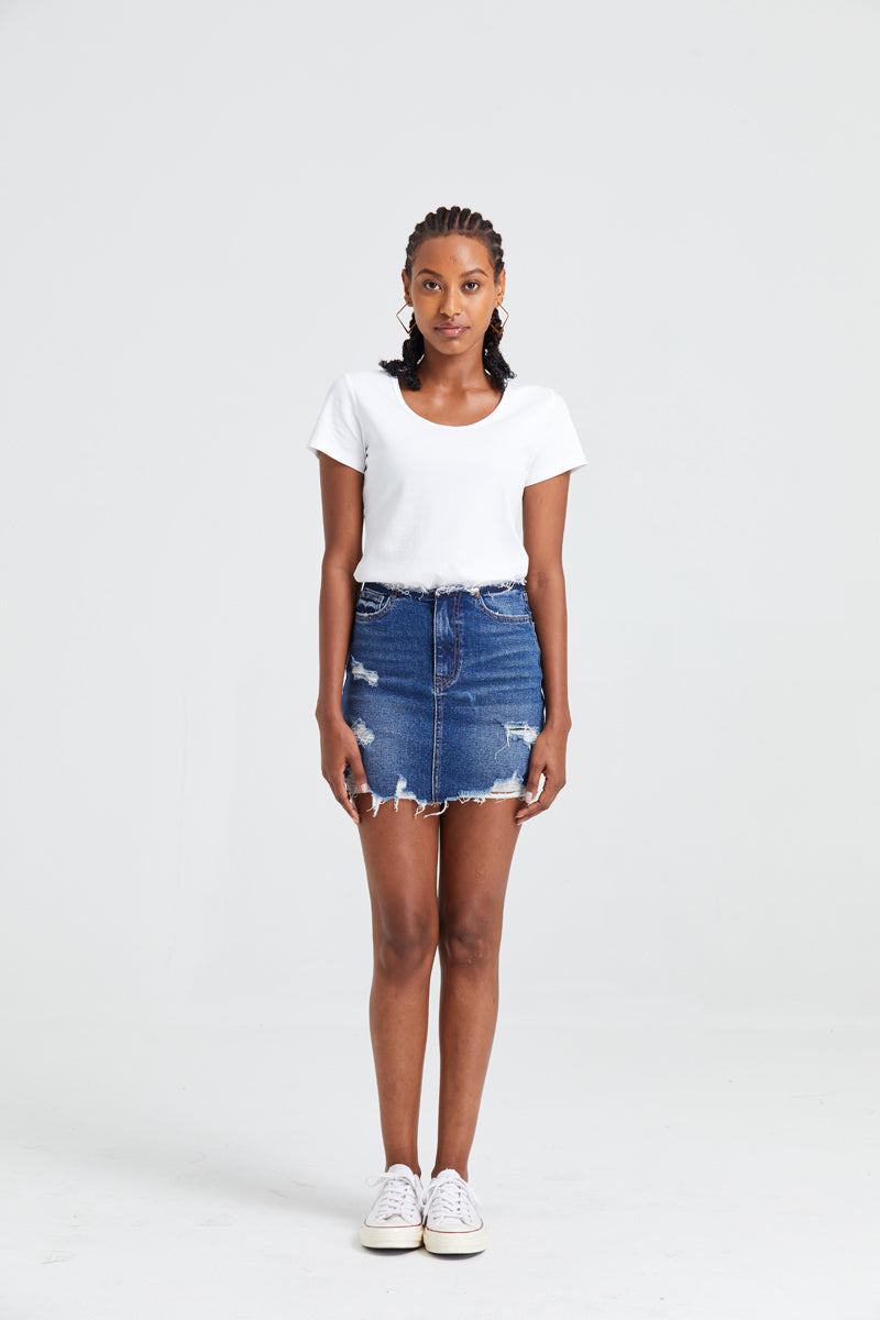 HIGH RISE DENIM SKIRTS BYK7004