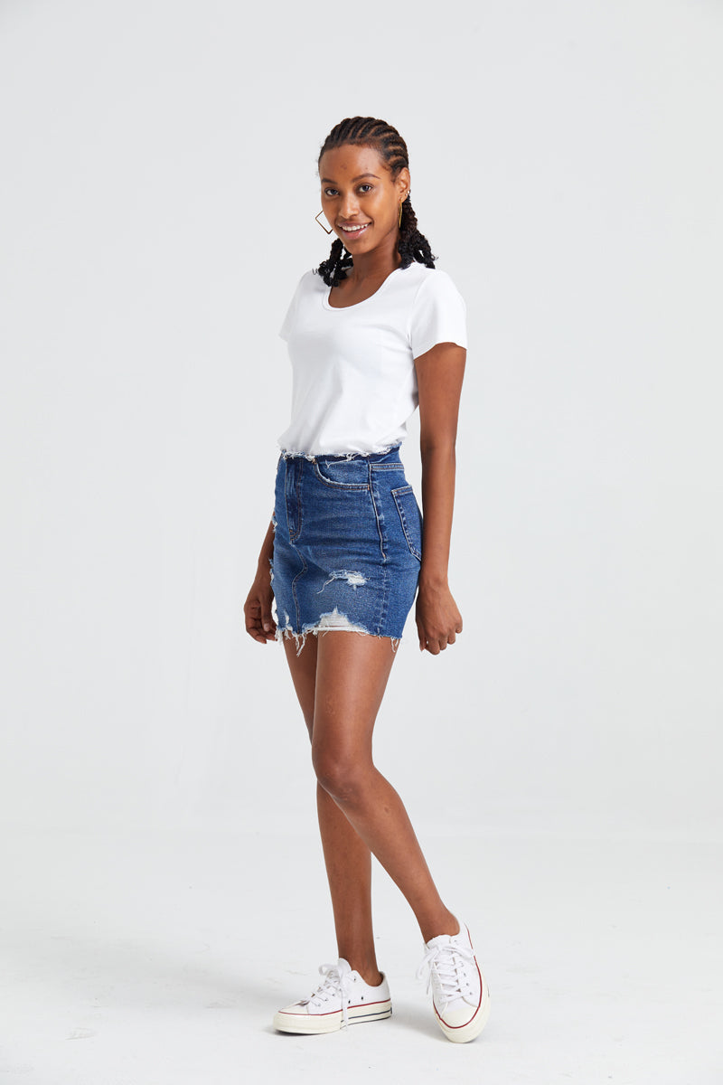 HIGH RISE DENIM SKIRTS BYK7004