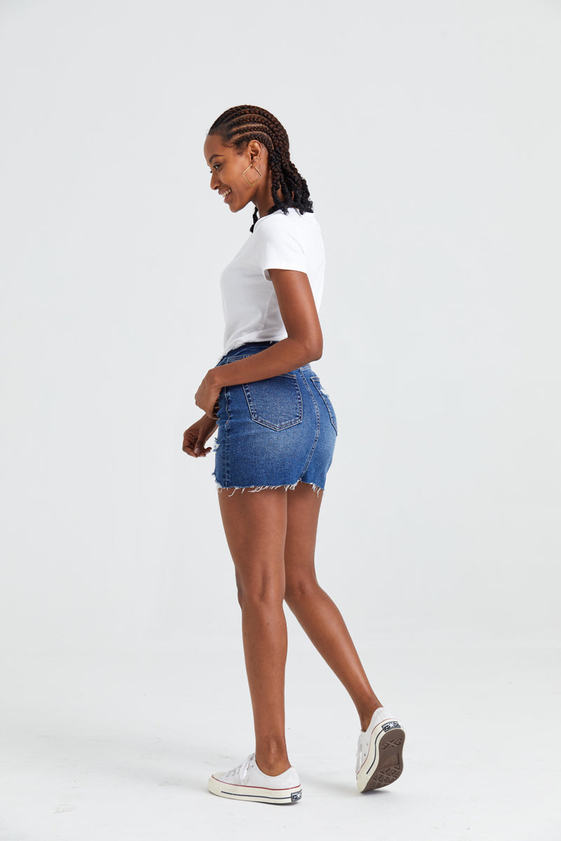 HIGH RISE DENIM SKIRTS BYK7004