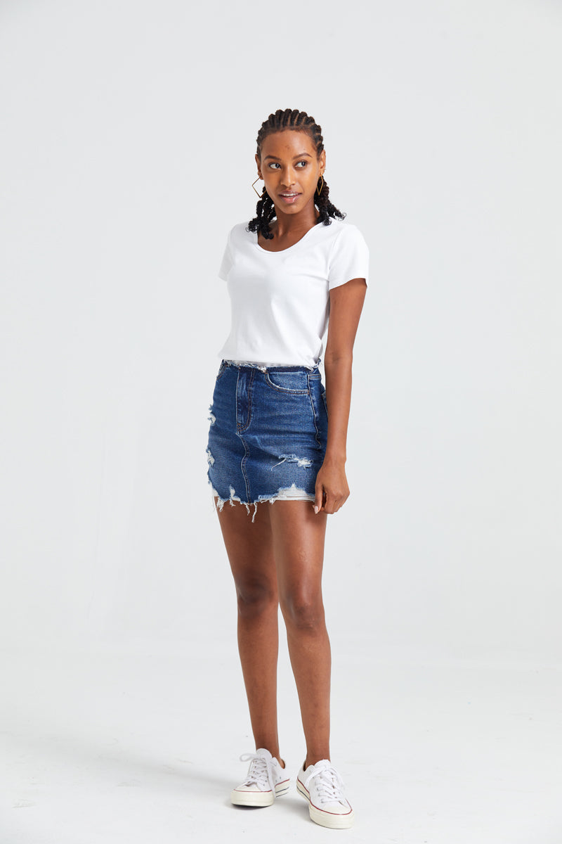 HIGH RISE DENIM SKIRTS BYK7004