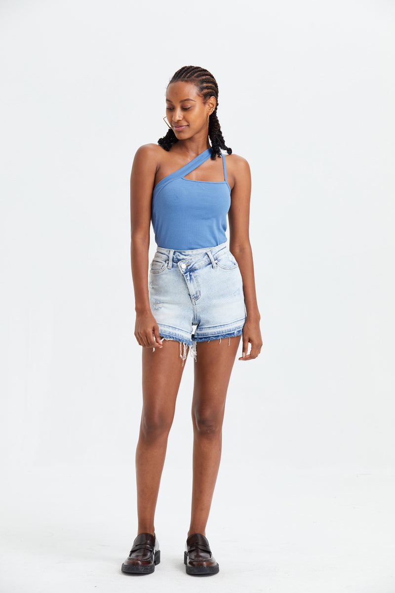 HIGH RISE DENIM SHORTS BYH6001