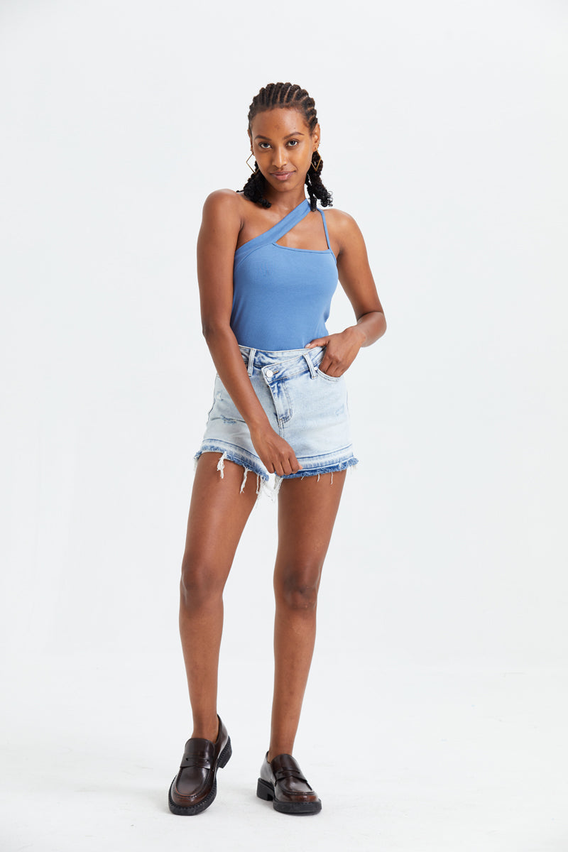 HIGH RISE DENIM SHORTS BYH6001