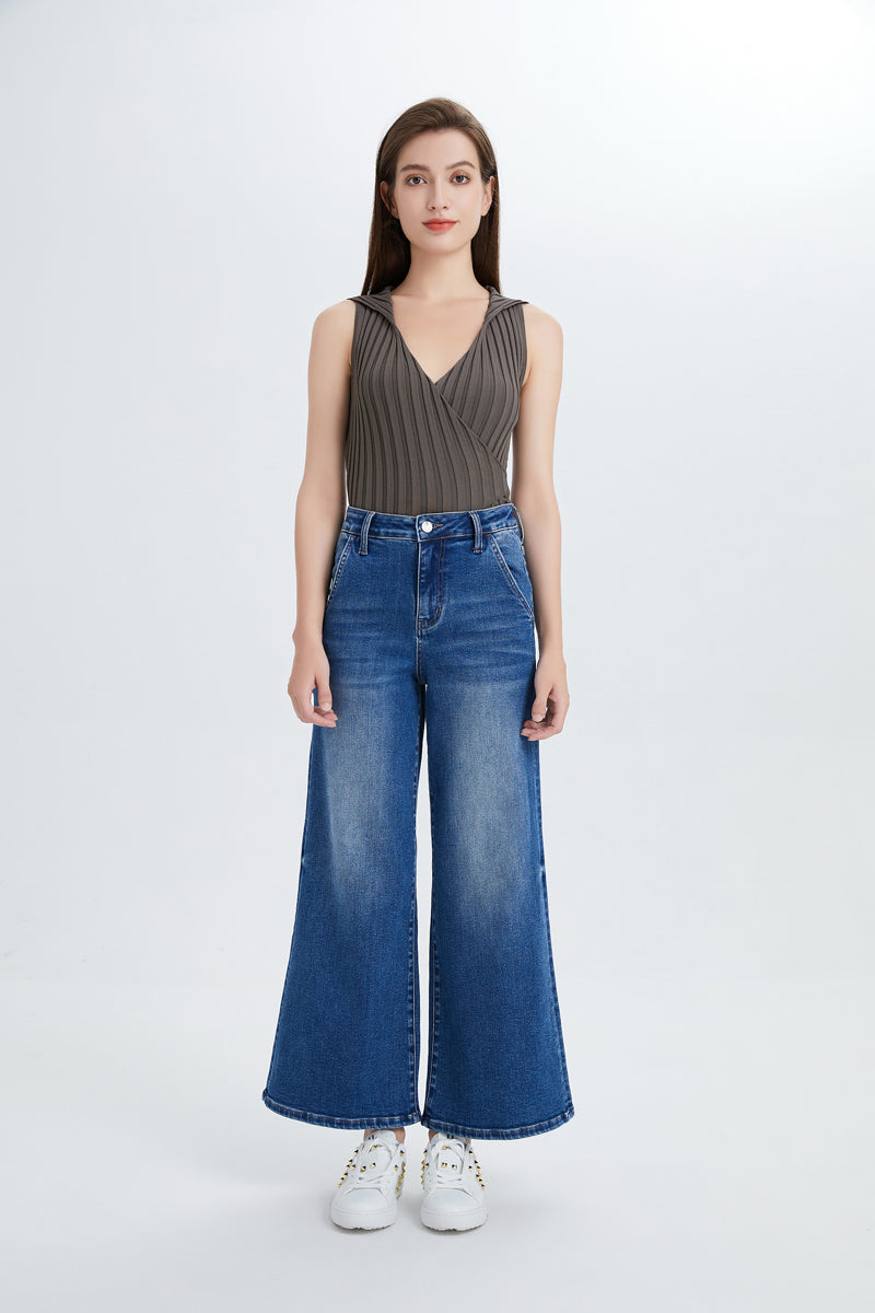 HIGH RISE CARPENTER WIDE FLARE JEANS BYW8085 SWEET