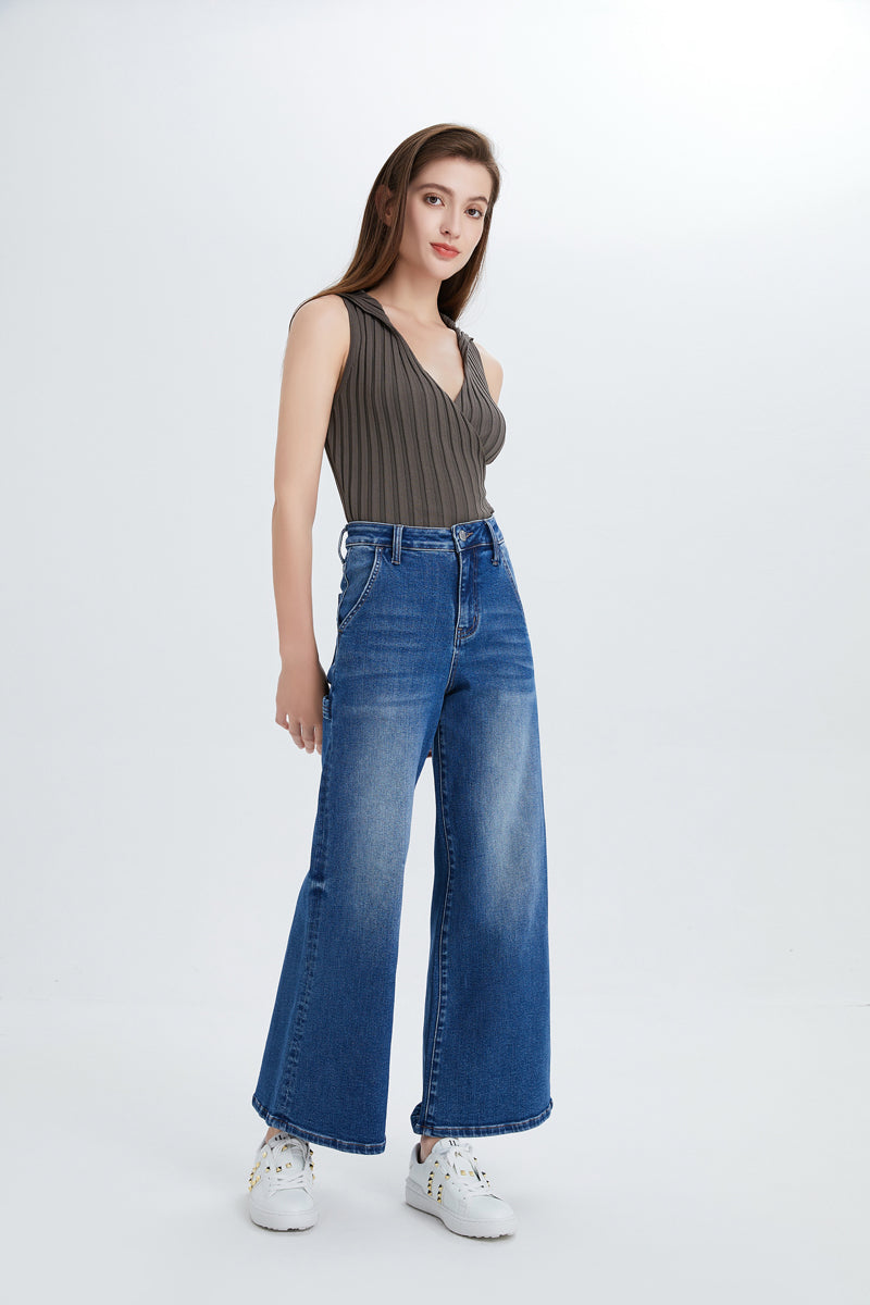 HIGH RISE CARPENTER WIDE FLARE JEANS BYW8085 SWEET