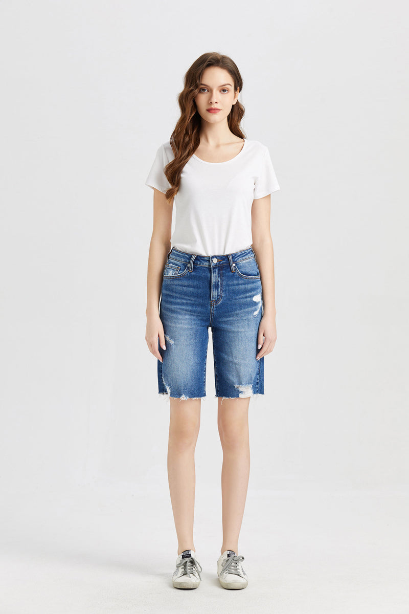 HIGH RISE DENIM SHORTS BYH6017
