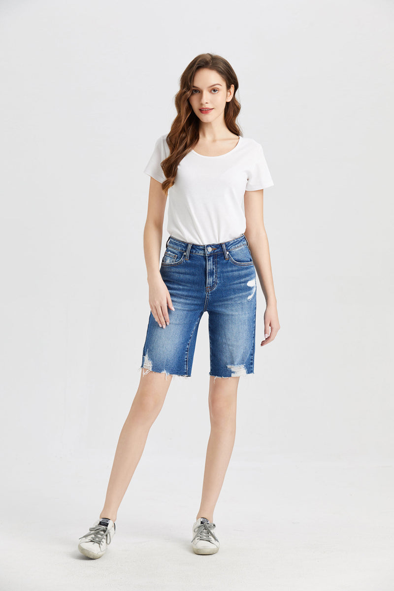 HIGH RISE DENIM SHORTS BYH6017