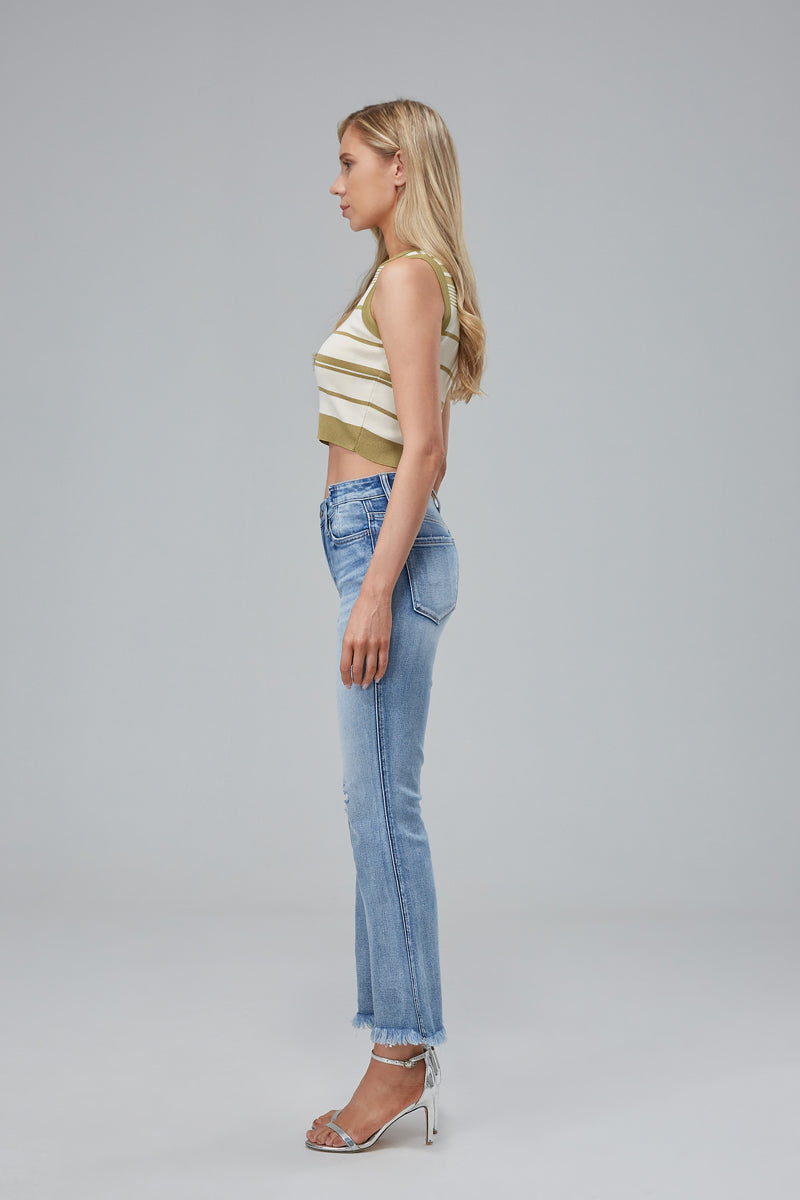 HIGH RISE CROP FLARE JEANS BYT5017