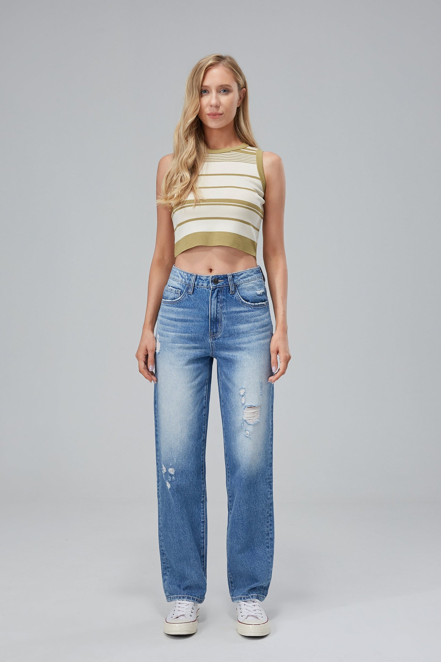 HIGH RISE STRAIGHT LEG JEANS BYT5018
