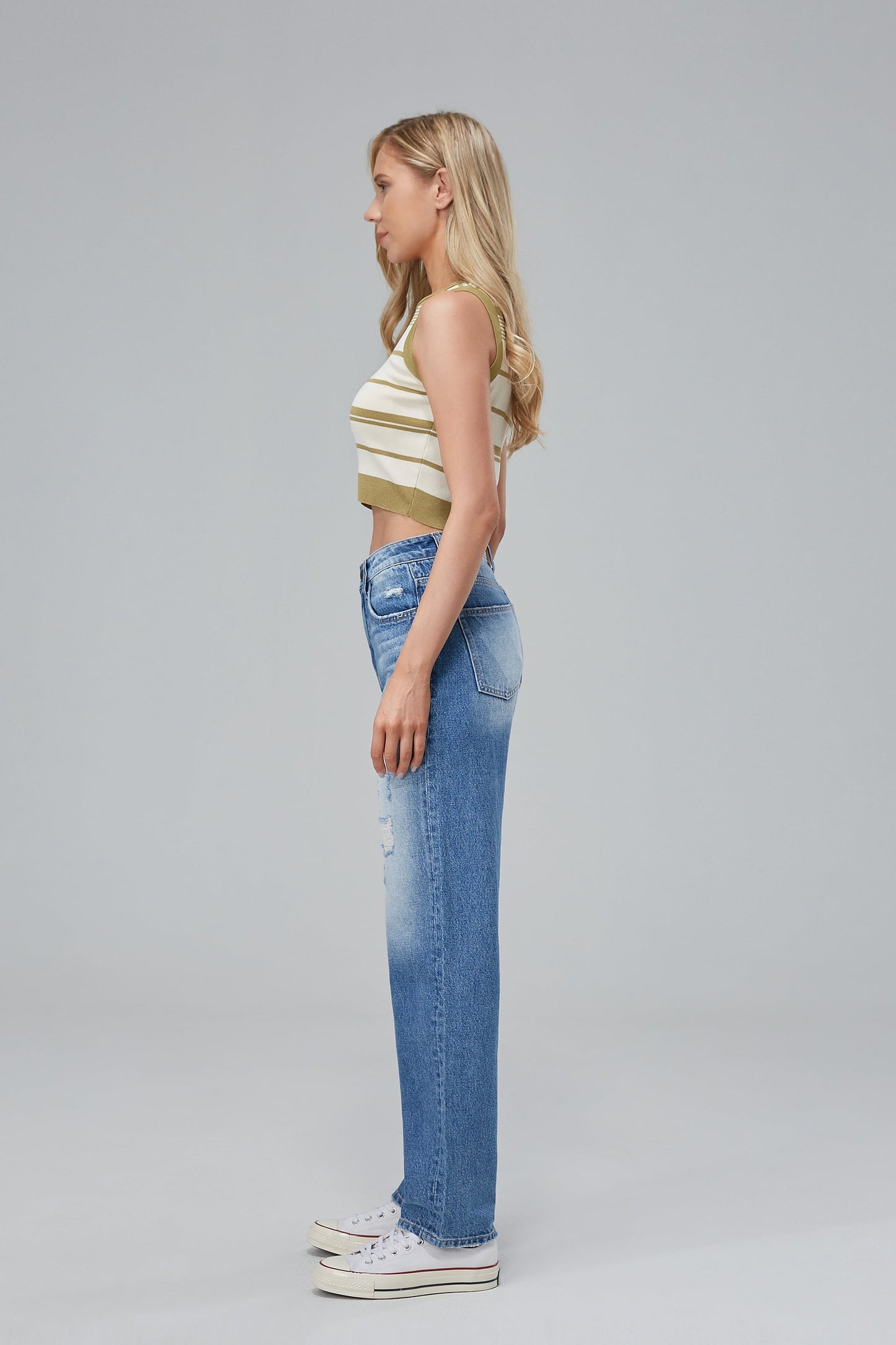 HIGH RISE STRAIGHT LEG JEANS BYT5018