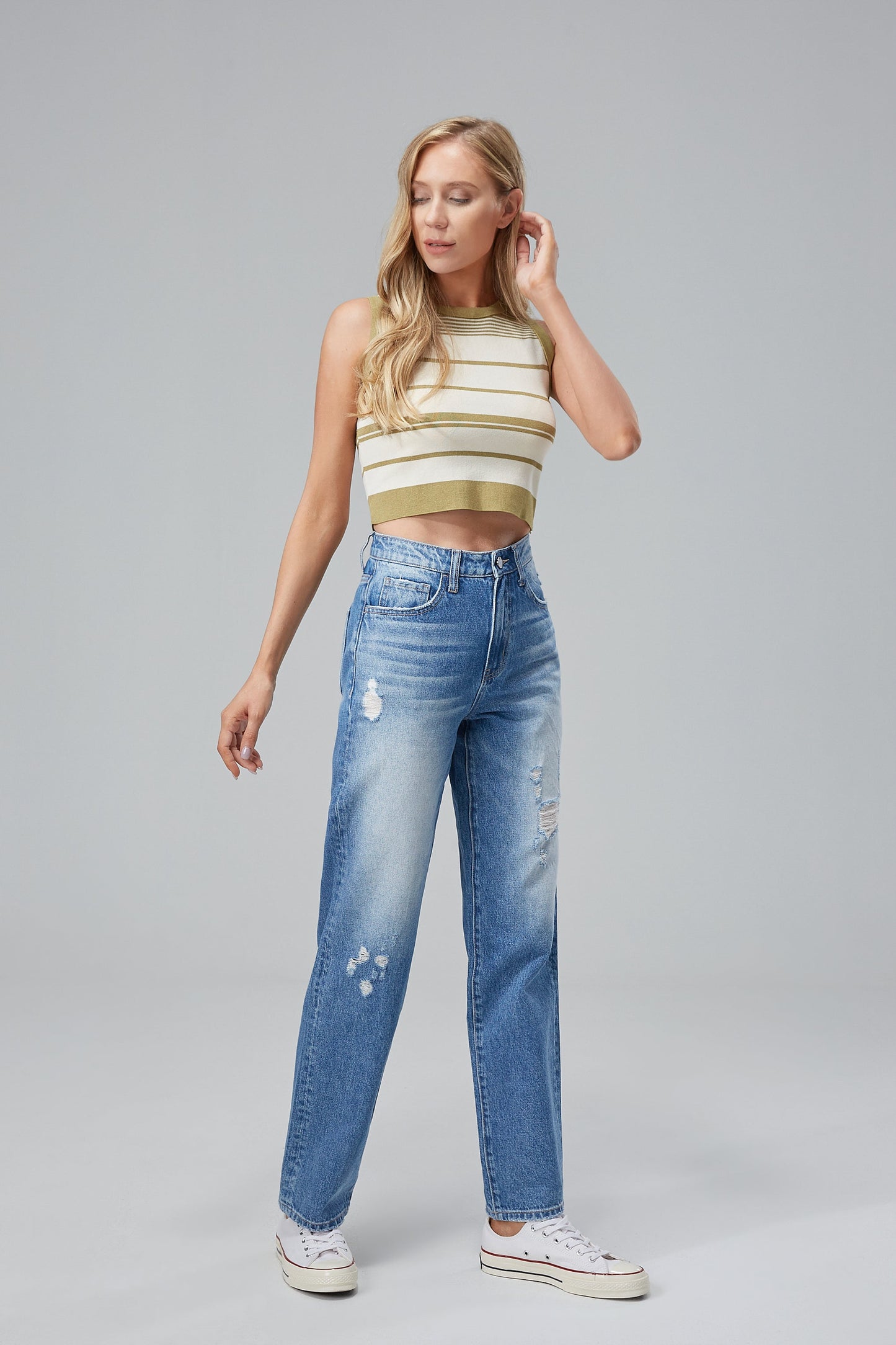 HIGH RISE STRAIGHT LEG JEANS BYT5018