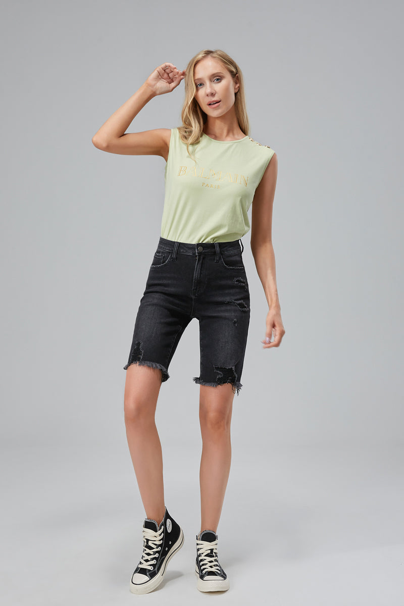 HIGH RISE DENIM SHORTS BYH6018
