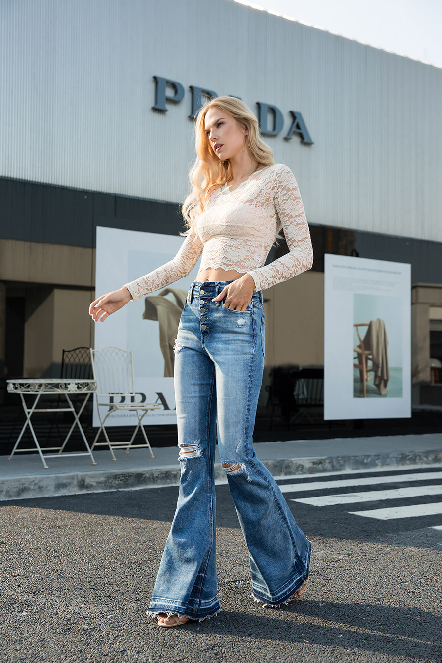 HIGH RISE FLARE JEANS BYF1014S