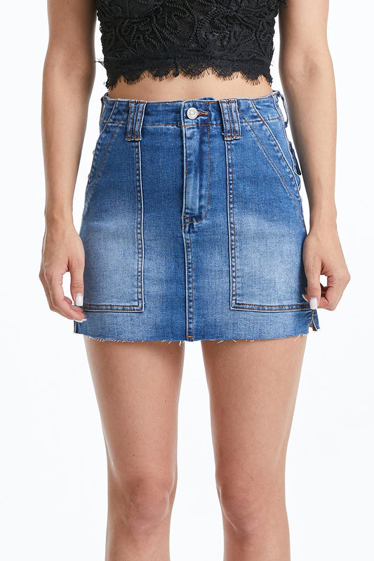 SHORT DENIM SKIRT WITH POCKETS BYK7021 Softy
