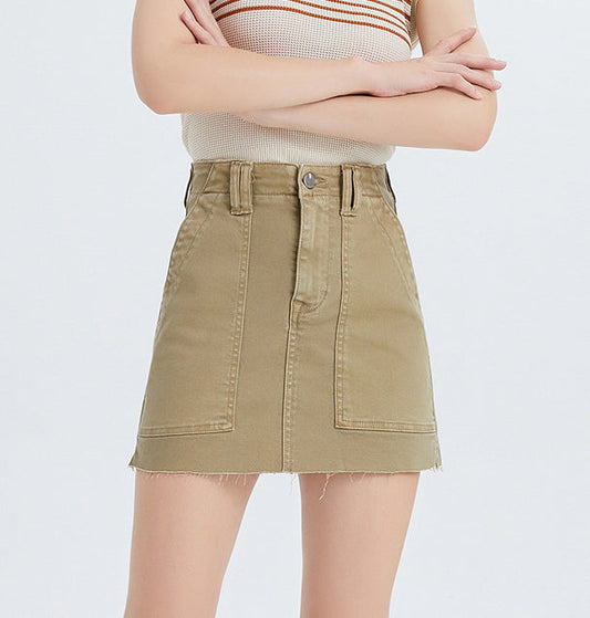 SHORT DENIM SKIRT WITH POCKETS BYK7021 KK