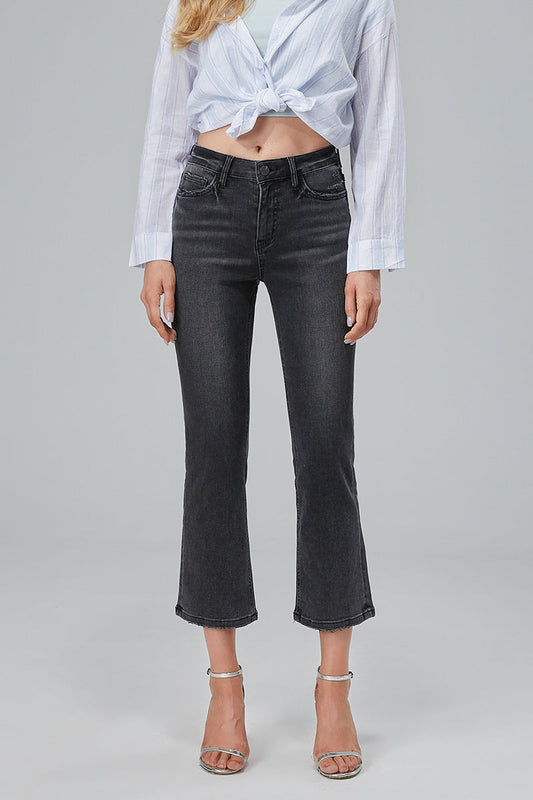 HIGH RISE CROP FLARE JEANS BYF1065 BK