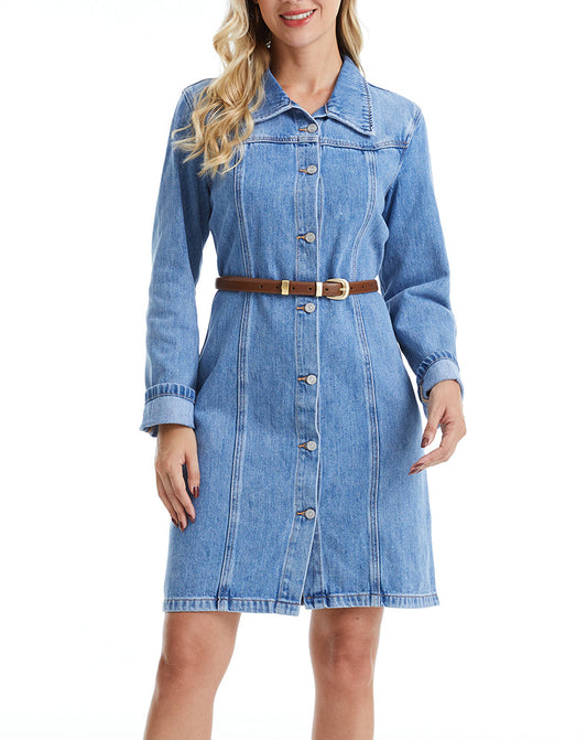 DENIM MINI DRESS WITH LONG SLEEVES BYJ9017