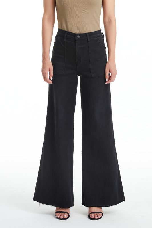 UTILITY PATCH POCKET WIDE LEG JEANS BYW8103BK