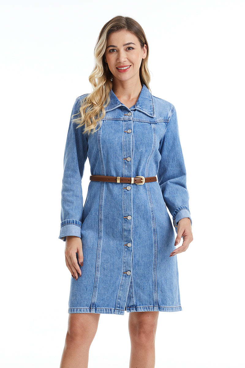 DENIM MINI DRESS WITH LONG SLEEVES BYJ9017