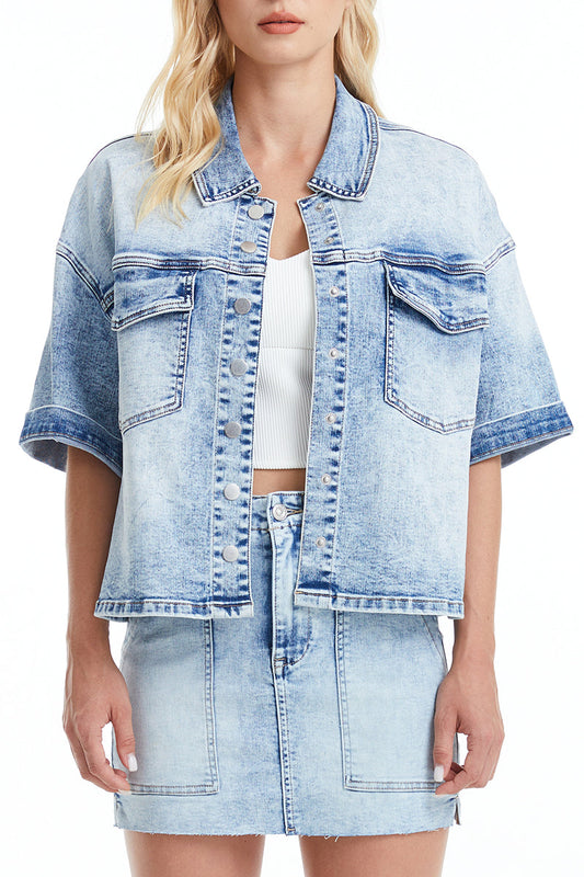 PUFFY SLEEVE DENIM JACKET BYJ9023 MB