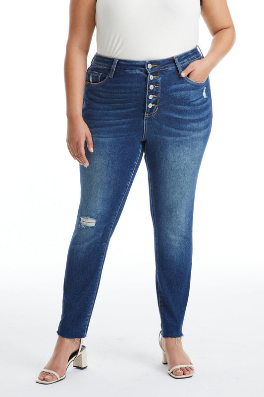 HIGH RISE BUTTON FLY SKINNY JEANS BYS2022-P