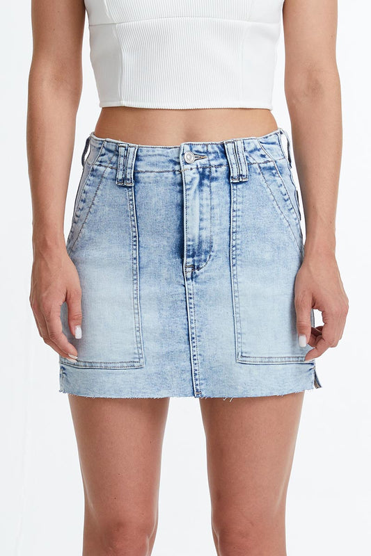 SHORT DENIM SKIRT WITH POCKETS BYK7021 MB